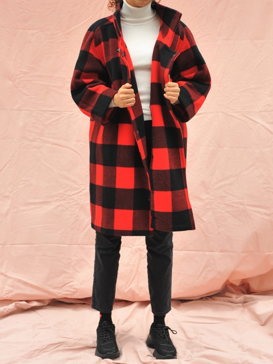 FRENCH CONNECTION BIG CHECK WOOL COAT