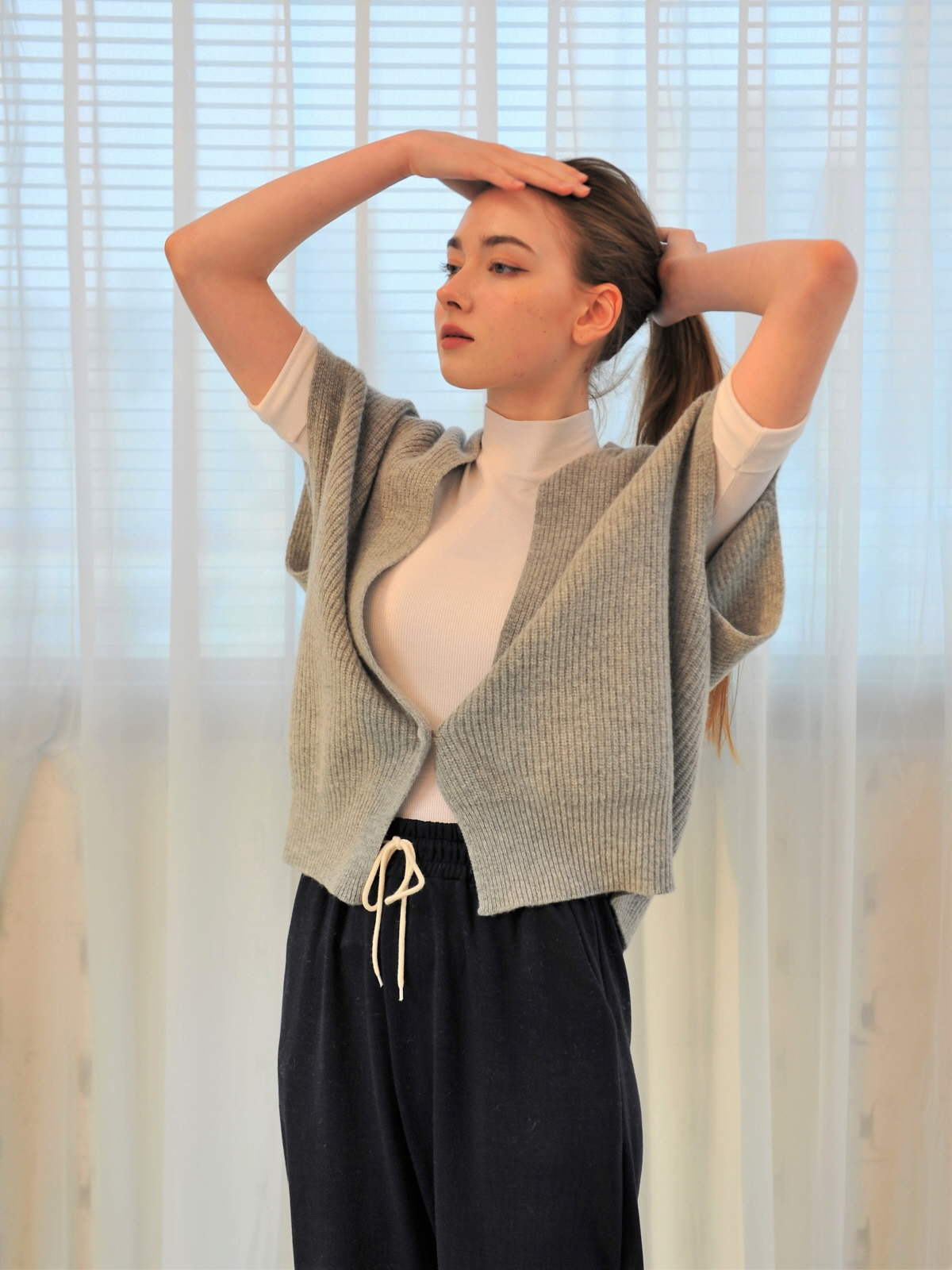 Whole Garment Cashmere Lesso Vest Poncho Knit