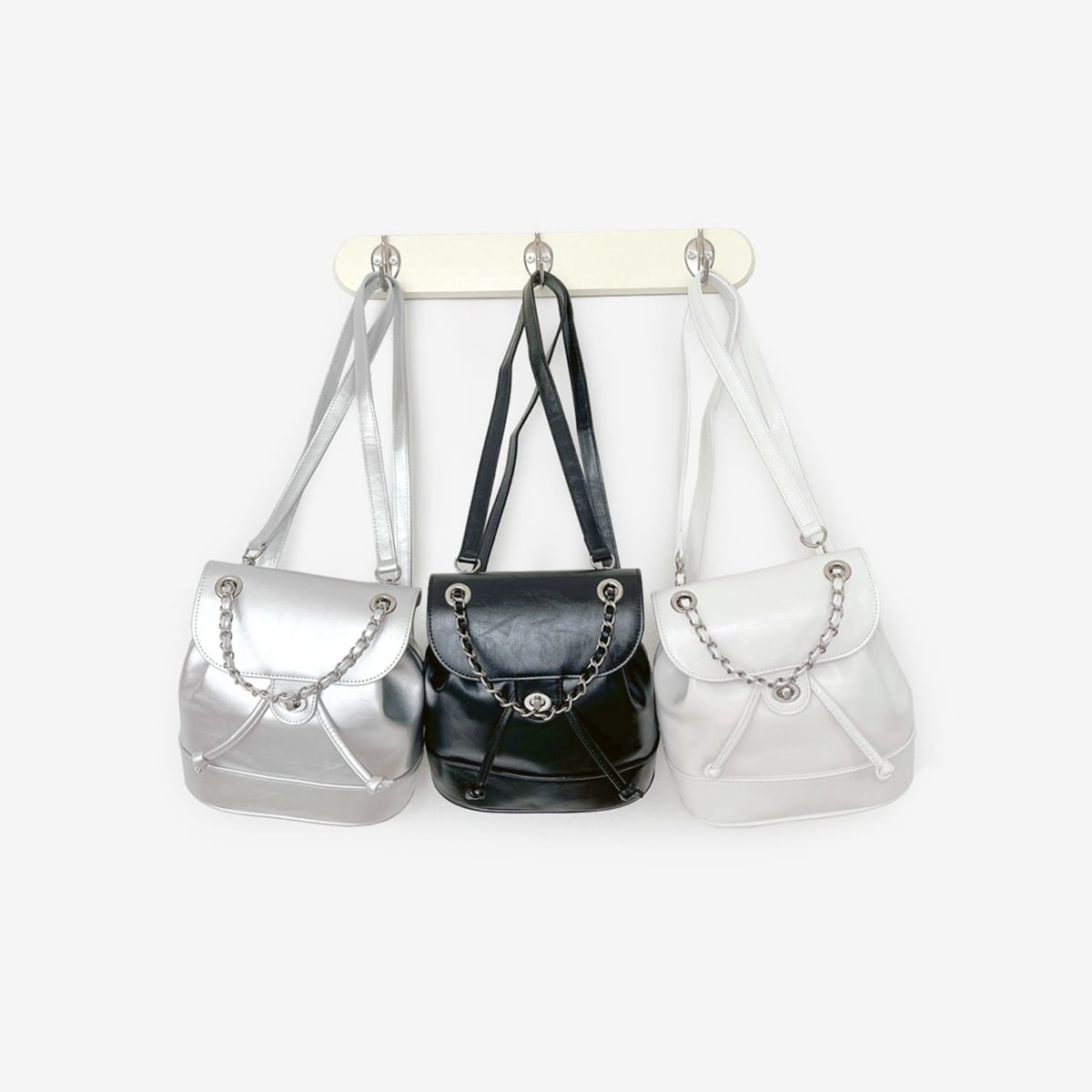 Genie Semi-Glossy Vegan Leather Chain Backpack