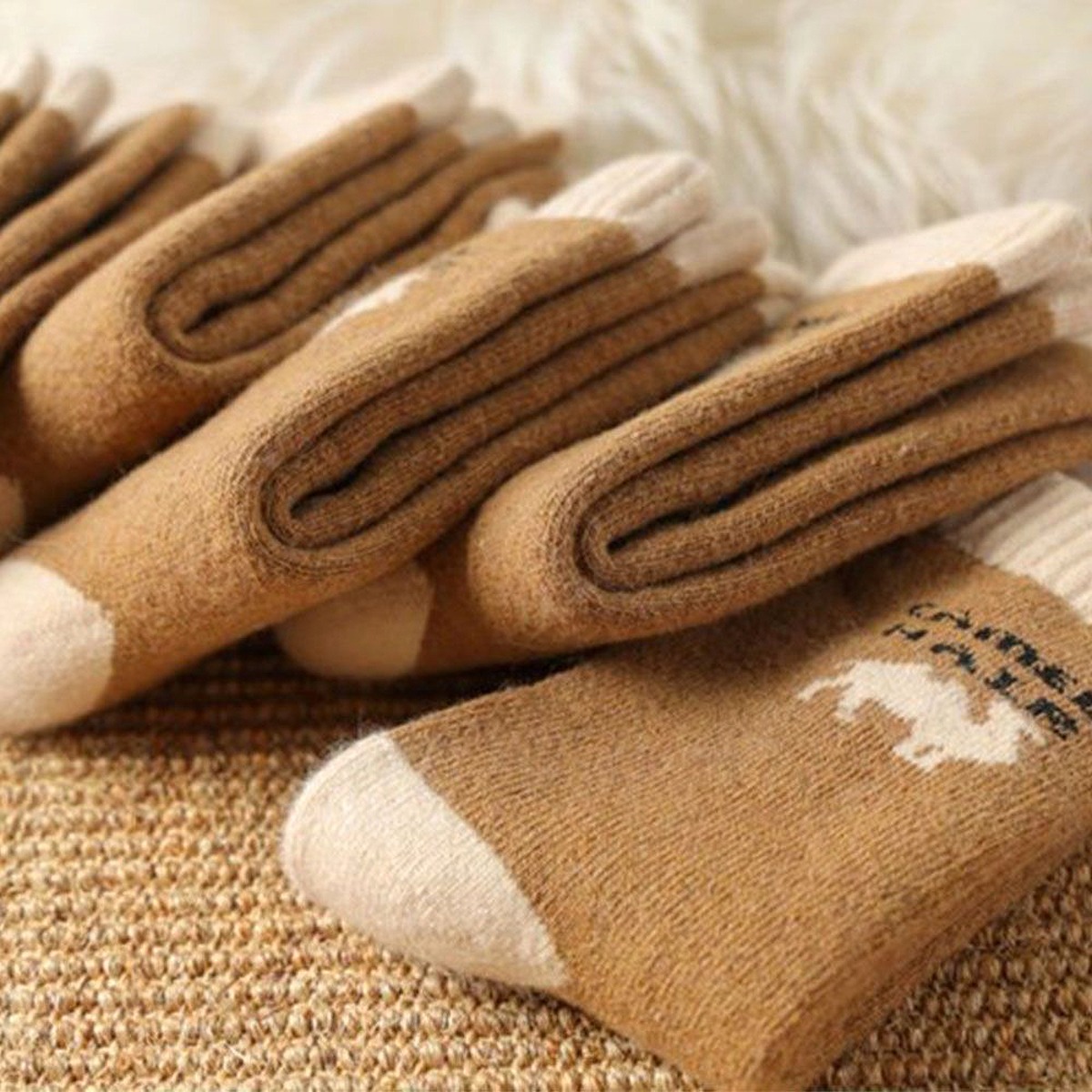 Mongolian Organic Camel Wool Women&#039;s Knit Socks