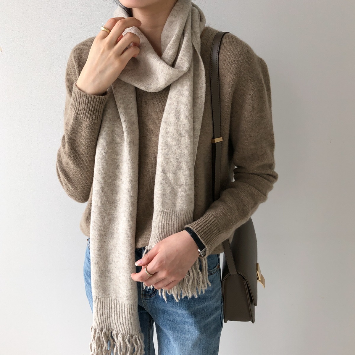 Whole garment surgery knit scarf (cashmere wool)