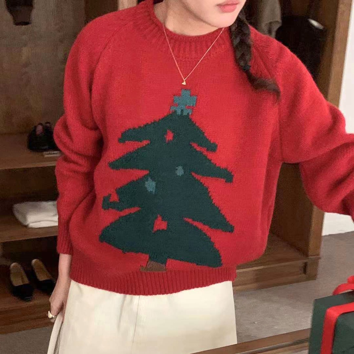 Our Blended Christmas Tree Raglan Round Knitwear