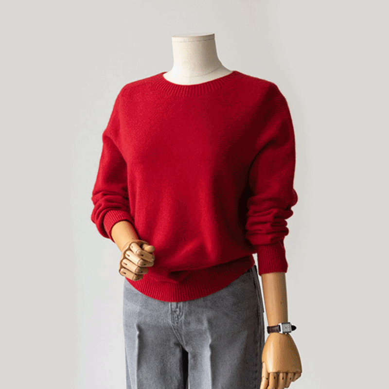 Whole garment raccoon ace simple round neck knitwear