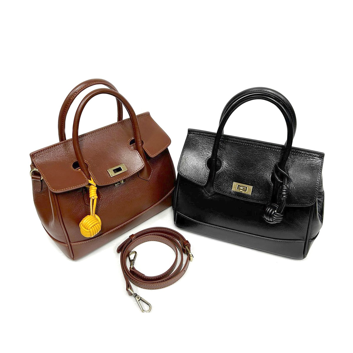 cowhide kelly buckle flap cross tote whole leather bag