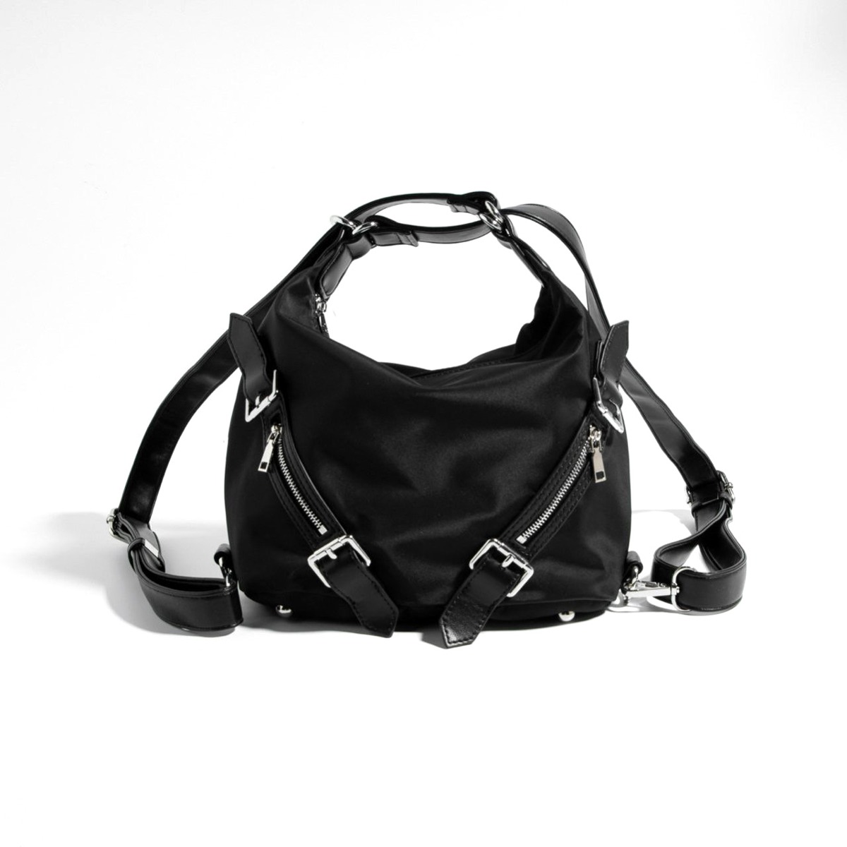 Nylon Belted Zipper Shoulder Backpack S31012