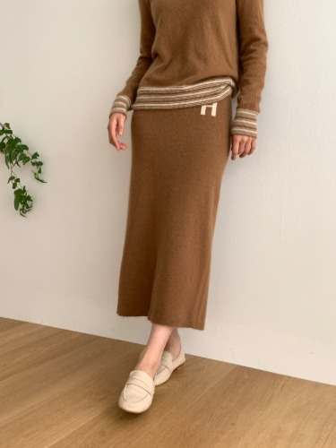 Whole Garment Fox Wool Honey Knit Skirt Extra Fine Merino Wool